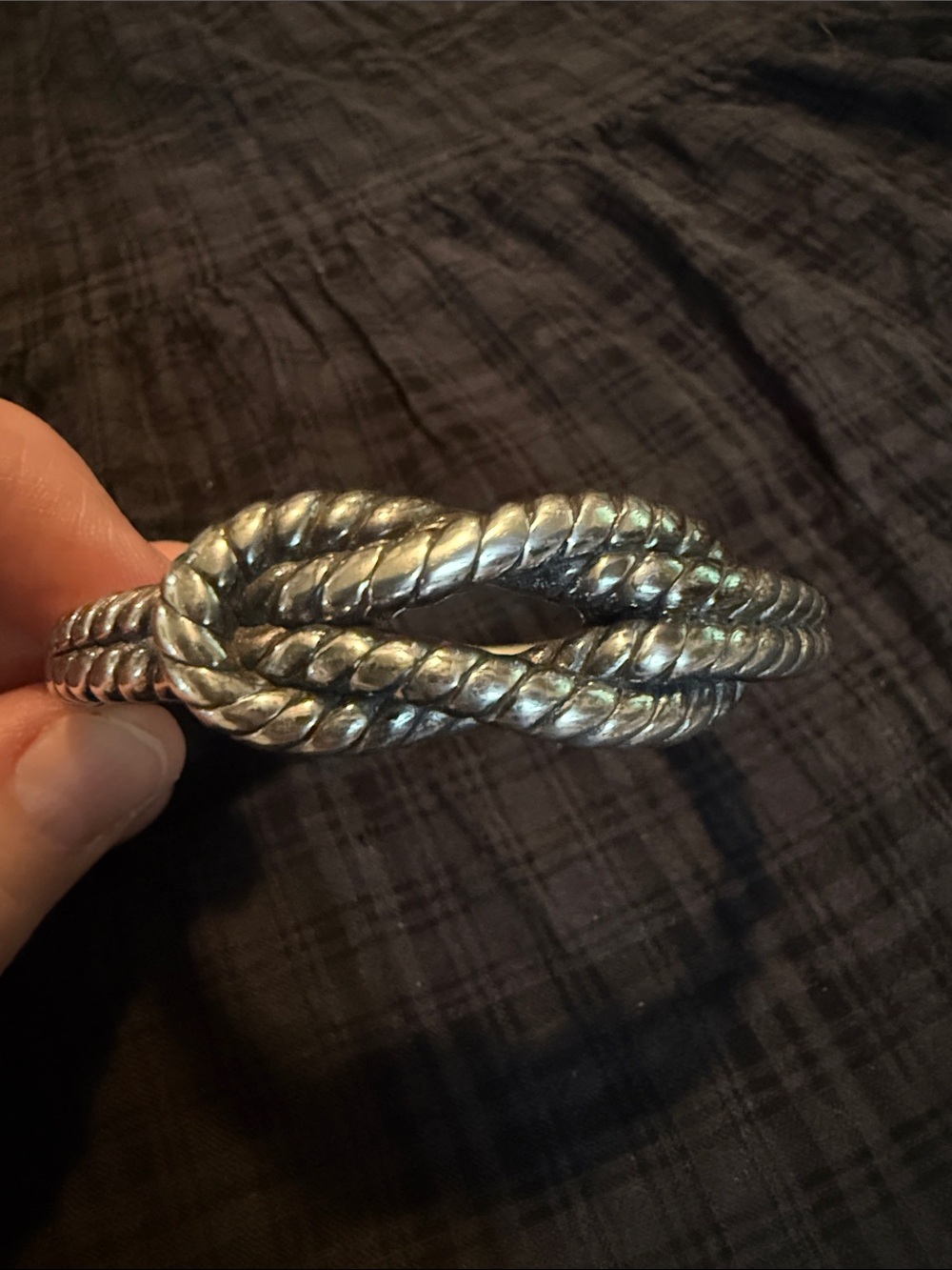 Twisted Rope Silver-Tone Cuff Bracelet